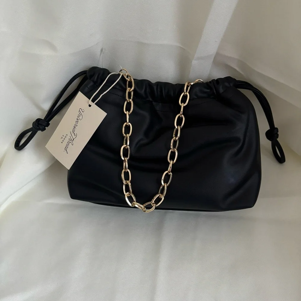 Universal Thread Black Clutch with Gold Chain - Picture 3 of 5